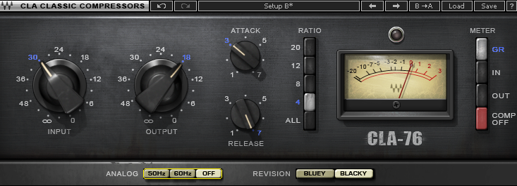 Compressor Settings for Waves CLA-76 Plugin